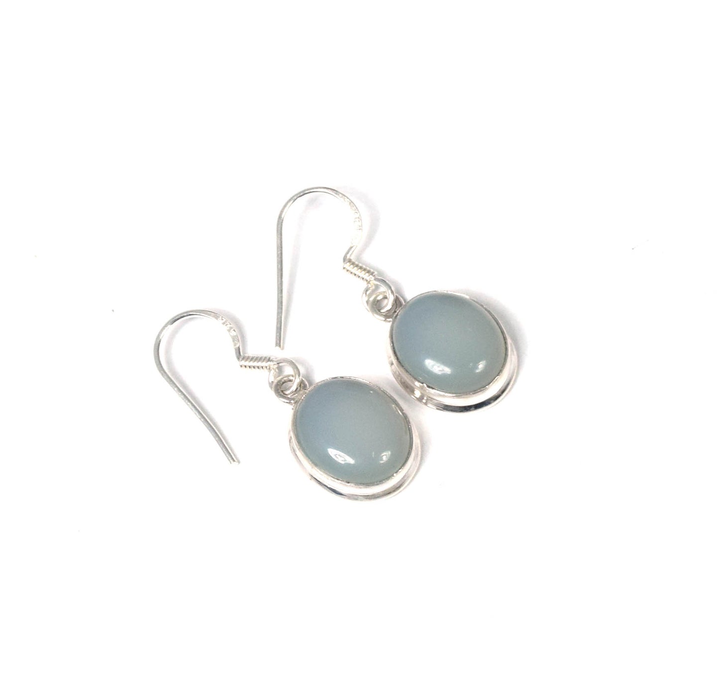 Wholesale 5PR 925 Solid Sterling Silver Aqua Chalcedony Hook Earring Lot