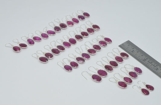 WHOLESALE 21PC 925 STERLING CUT Simulated Ruby HOOK EARRING LOT