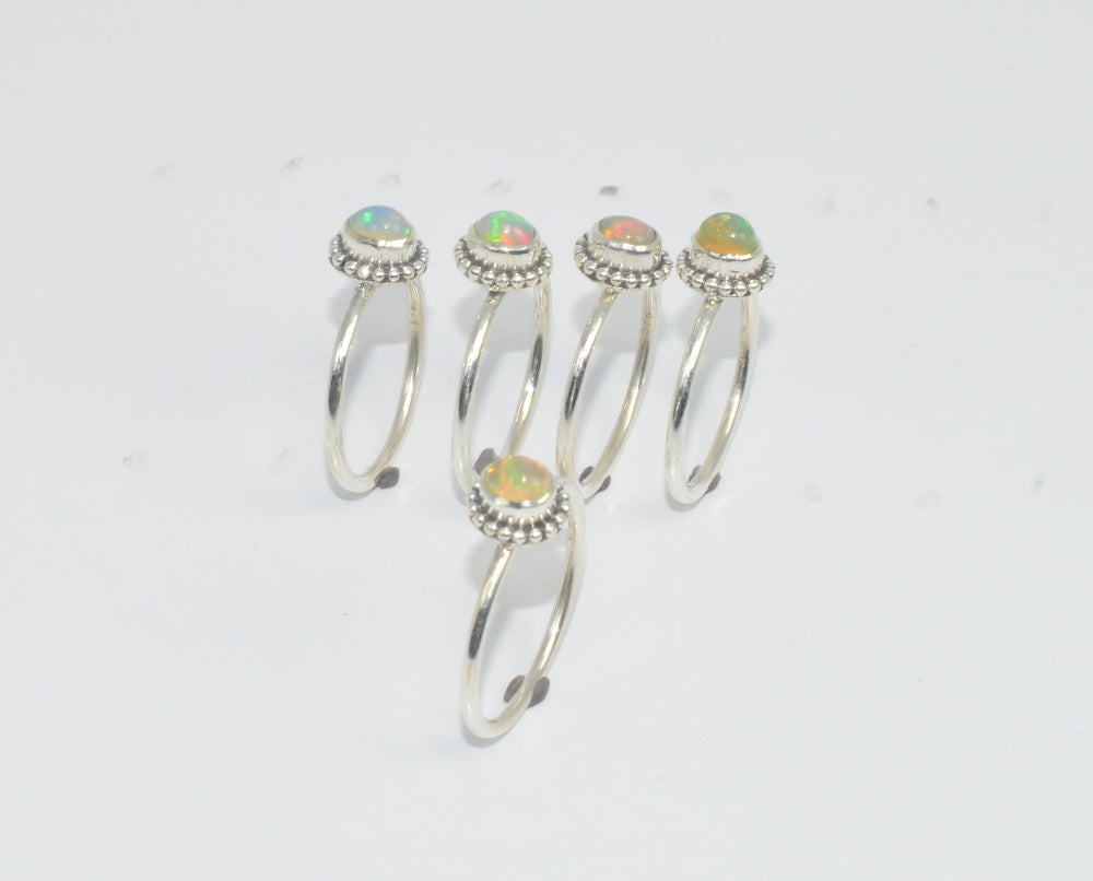 WHOLESALE 5PC 925 SOLID STERLING SILVER ETHIOPIAN OPAL RING LOT