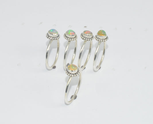 WHOLESALE 5PC 925 SOLID STERLING SILVER ETHIOPIAN OPAL RING LOT