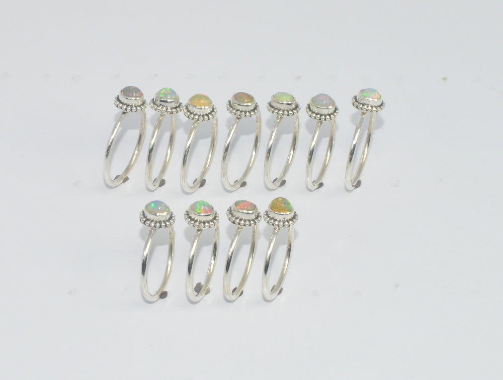 WHOLESALE 11PC 925 SOLID STERLING SILVER ETHIOPIAN OPAL RING LOT