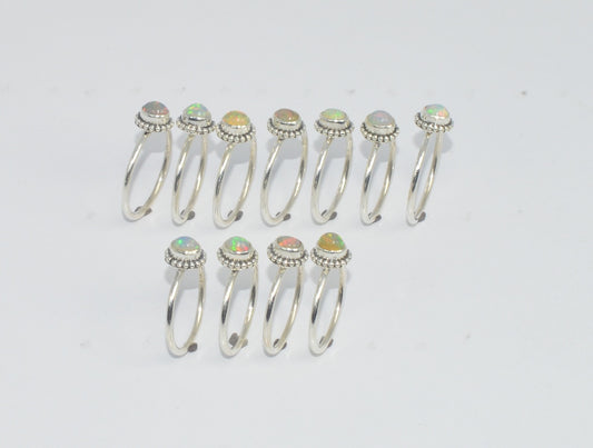 WHOLESALE 11PC 925 SOLID STERLING SILVER ETHIOPIAN OPAL RING LOT