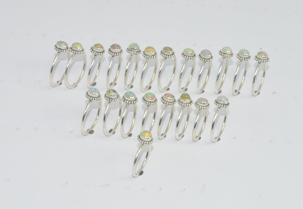 WHOLESALE 21PC 925 SOLID STERLING SILVER ETHIOPIAN OPAL RING LOT
