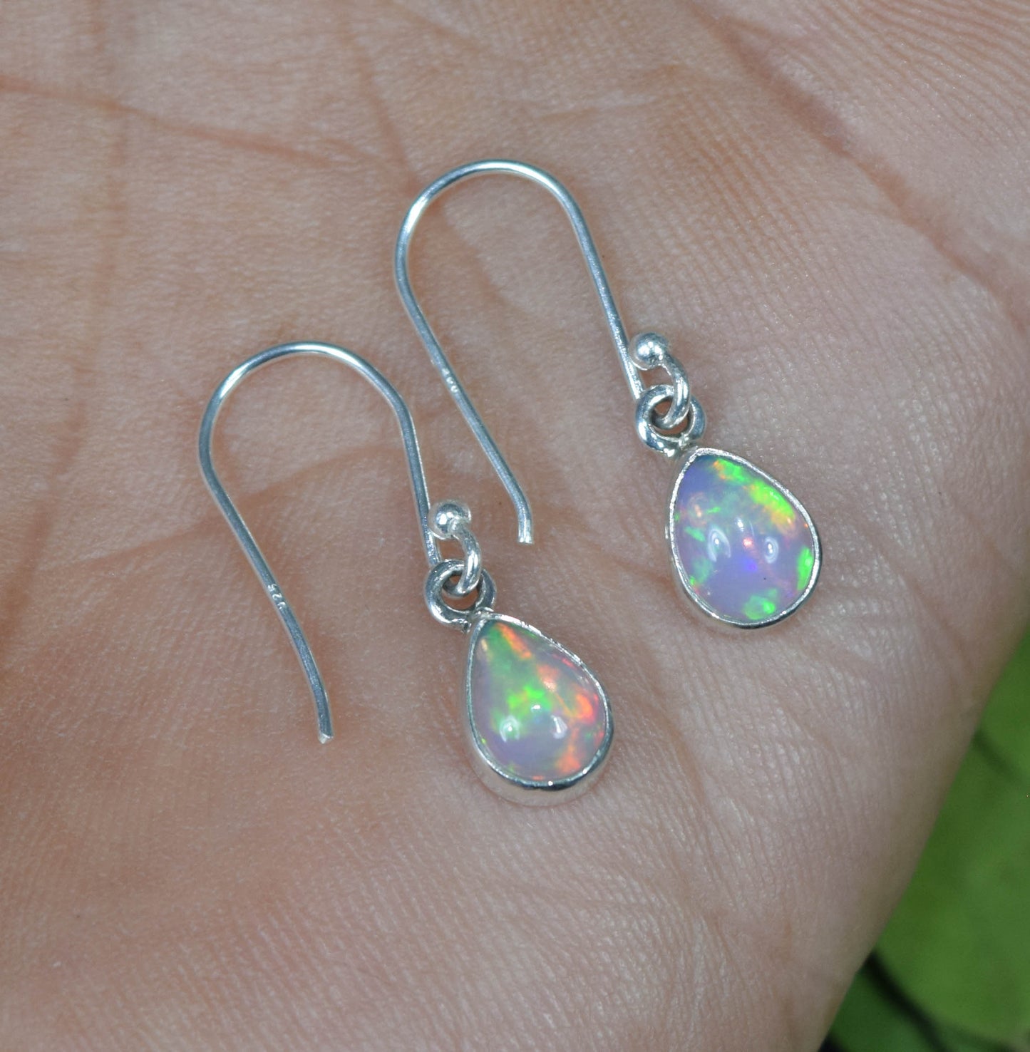 925 Solid Sterling Silver Natural Ethiopian Opal Hook Earring - 1.6 Grams