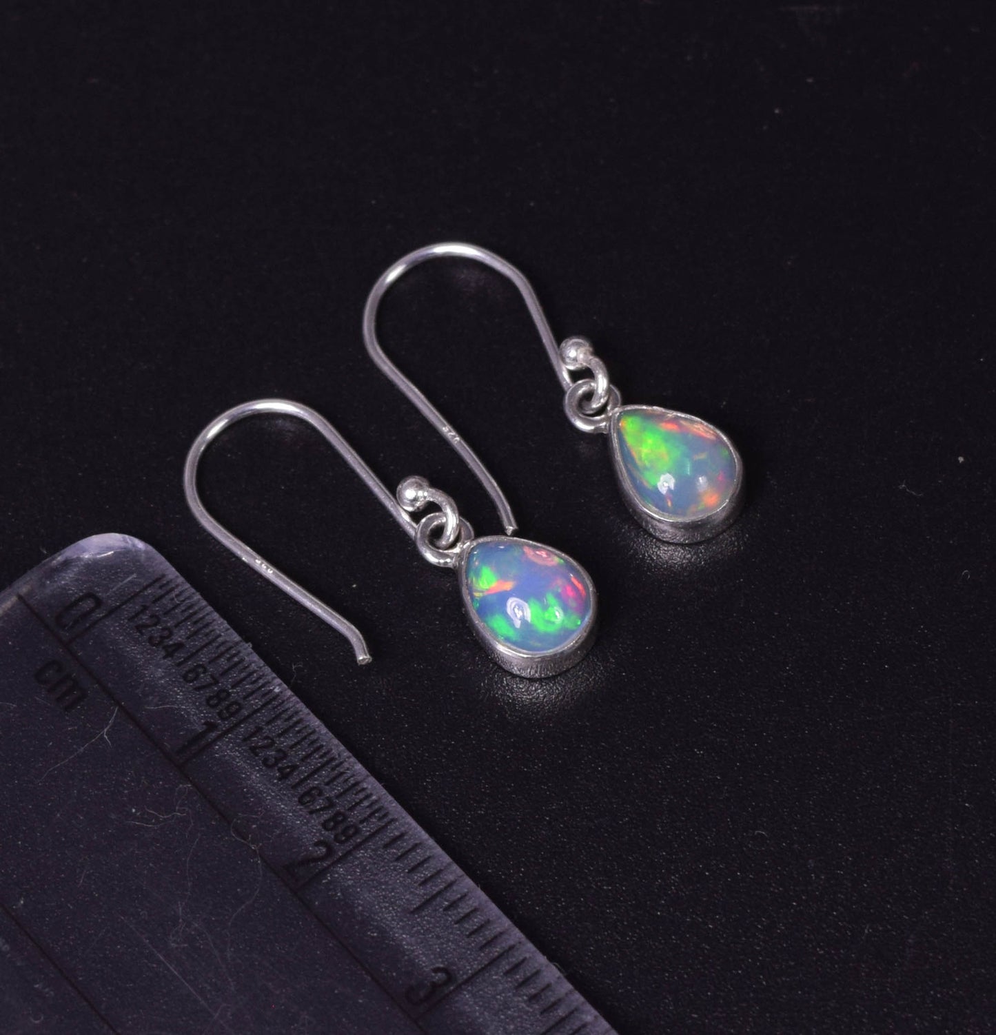 925 Solid Sterling Silver Natural Ethiopian Opal Hook Earring - 1.6 Grams