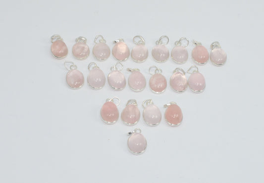 WHOLESALE 21PC 925 SOLID STERLING SILVER PINK ROSE QUARTZ PENDANT LOT