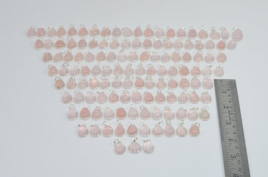 WHOLESALE 124PC 925 SOLID STERLING SILVER PINK ROSE QUARTZ PENDANT LOT