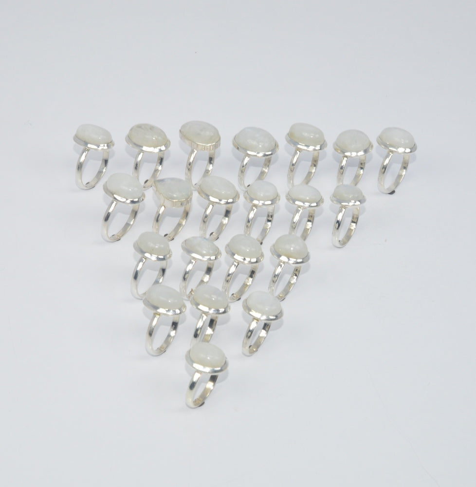 WHOLESALE 21PC 925 SOLID STERLING SILVER RAINBOW MOONSTONE RING LOT