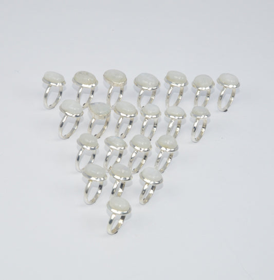 WHOLESALE 21PC 925 SOLID STERLING SILVER RAINBOW MOONSTONE RING LOT