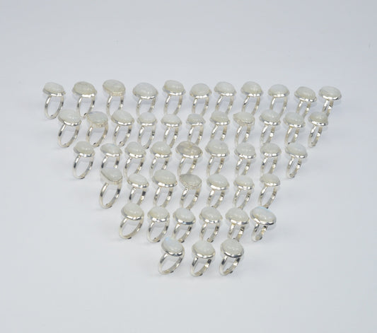 WHOLESALE 47PC 925 SOLID STERLING SILVER RAINBOW MOONSTONE RING LOT
