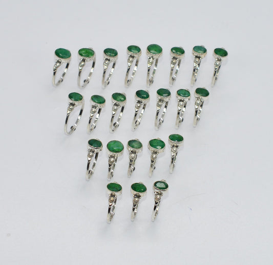 WHOLESALE 23PC 925 SOLID STERLING SILVER GREEN Simulated Emerald RING LOT