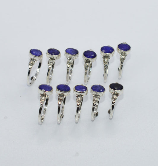 WHOLESALE 11PC 925 SOLID STERLING SILVER BLUE Simulated Sapphire RING LOT