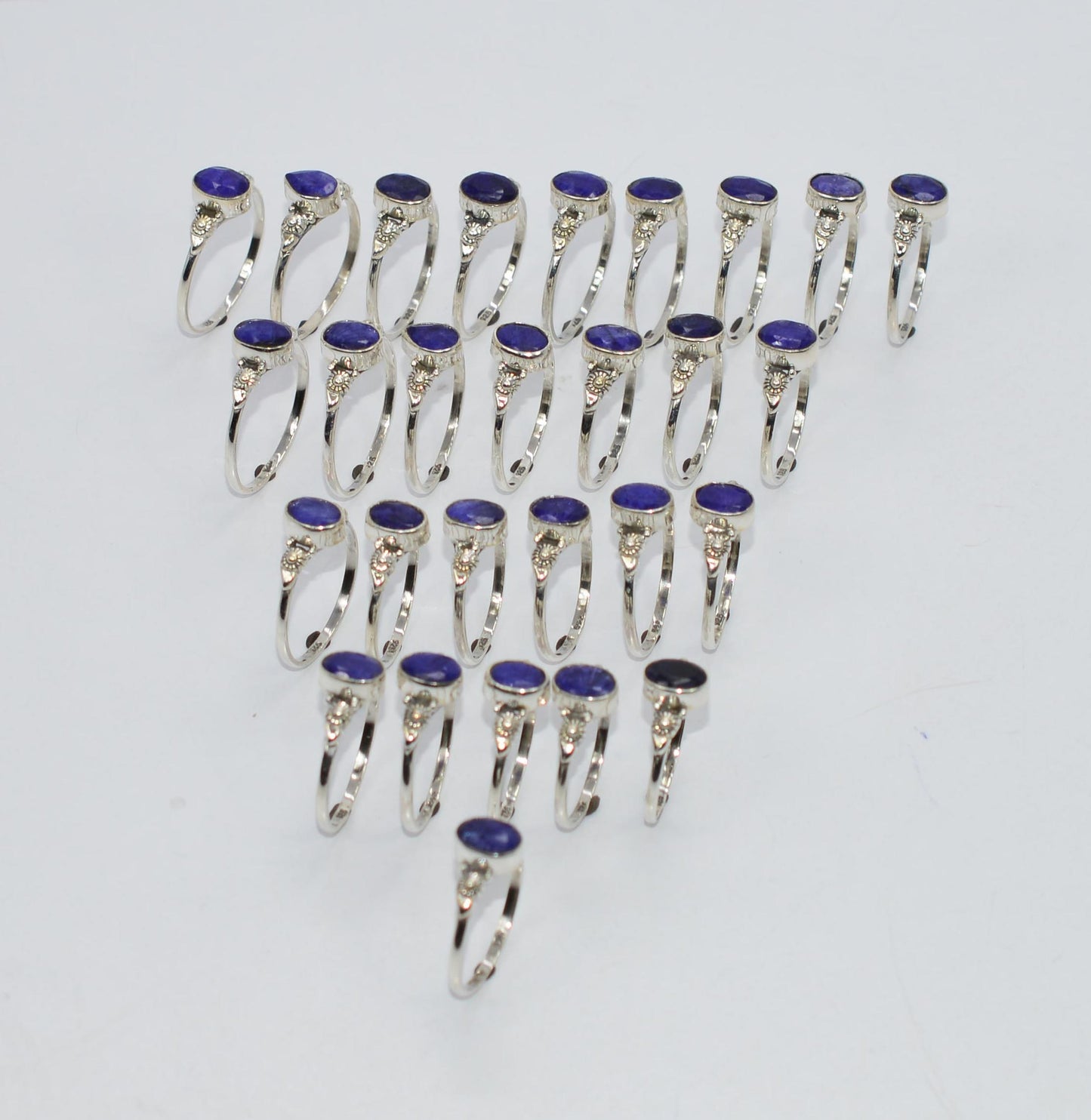 WHOLESALE 28PC 925 SOLID STERLING SILVER BLUE Simulated Sapphire RING LOT