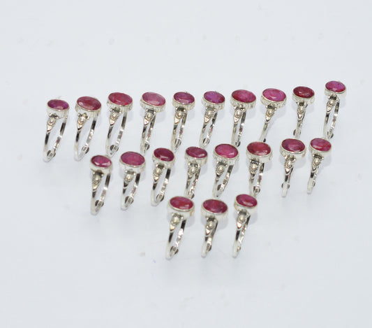 WHOLESALE 21PC 925 SOLID STERLING CUT Simulated Ruby RING LOT
