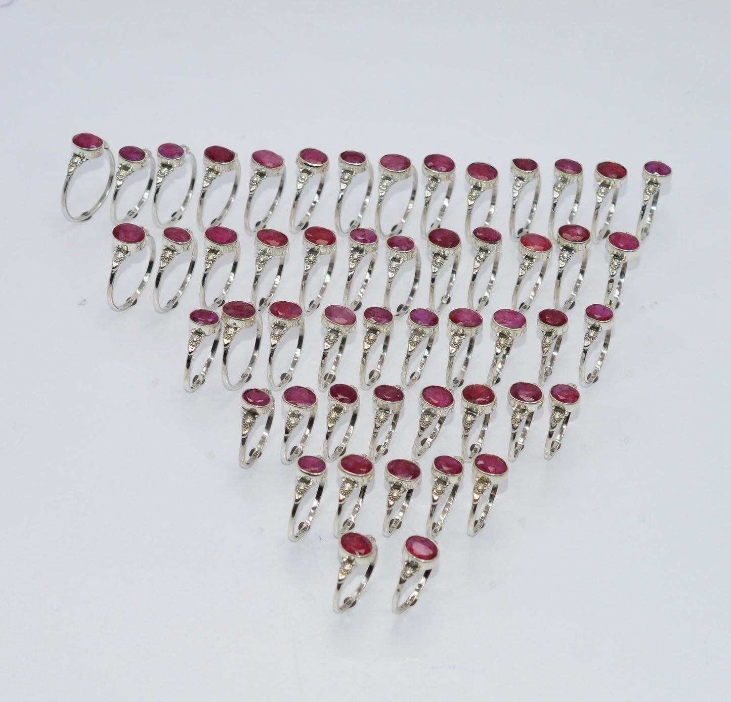 WHOLESALE 51PC 925 SOLID STERLING CUT Simulated Ruby RING LOT