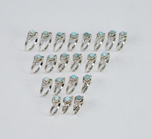 WHOLESALE 21PC 925 SOLID STERLING SILVER BLUE LARIMAR RING LOT
