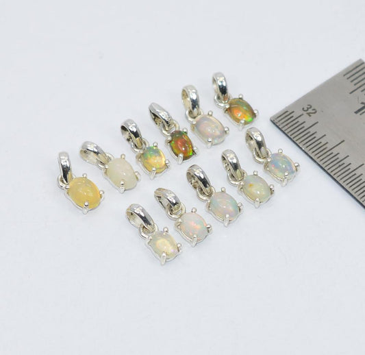 WHOLESALE 11PC925 SOLID STERLING SILVER NATURAL ETHIOPIAN OPAL PENDANT LOT