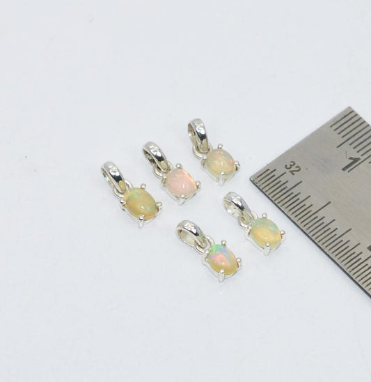 WHOLESALE 5PC925 SOLID STERLING SILVER NATURAL ETHIOPIAN OPAL PENDANT LOT