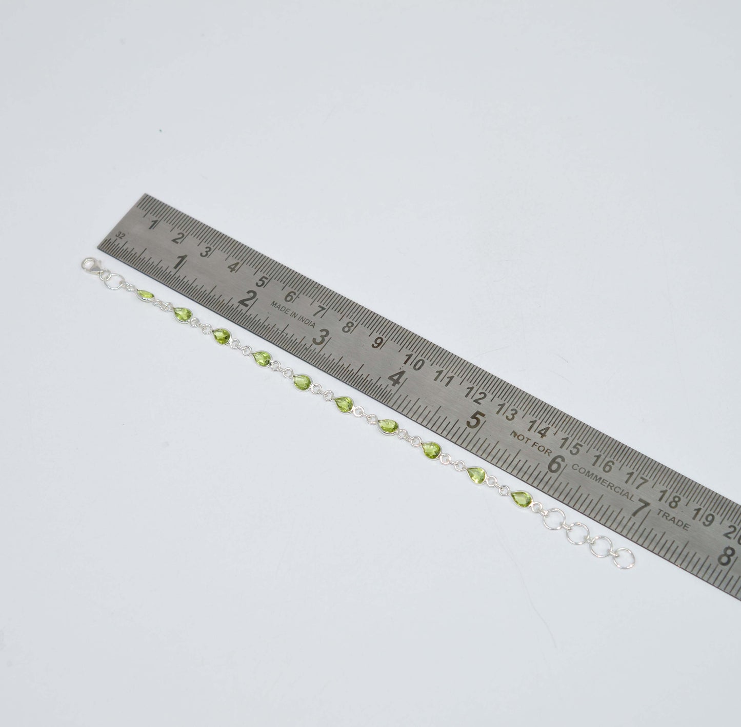 925 SOLID STERLING SILVER Green PERIDOT HANDMADE BRACELET- 7.1 INCH