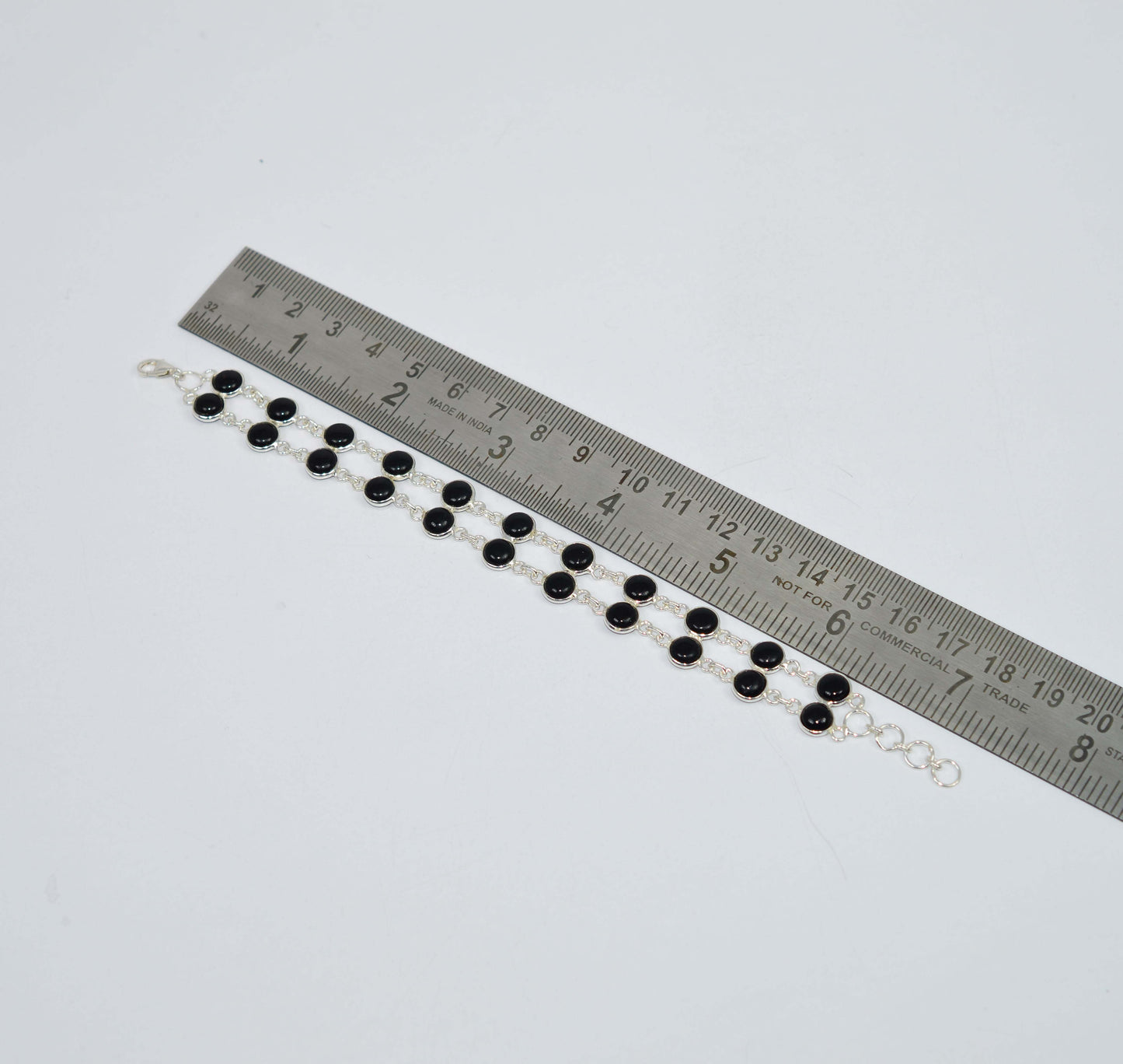 925 SOLID STERLING SILVER BLACK ONYX HANDMADE BRACELET- 7.3 INCH