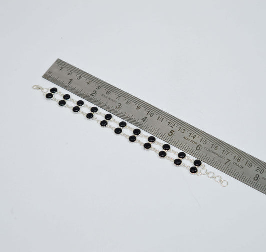 925 SOLID STERLING SILVER BLACK ONYX HANDMADE BRACELET- 7.3 INCH