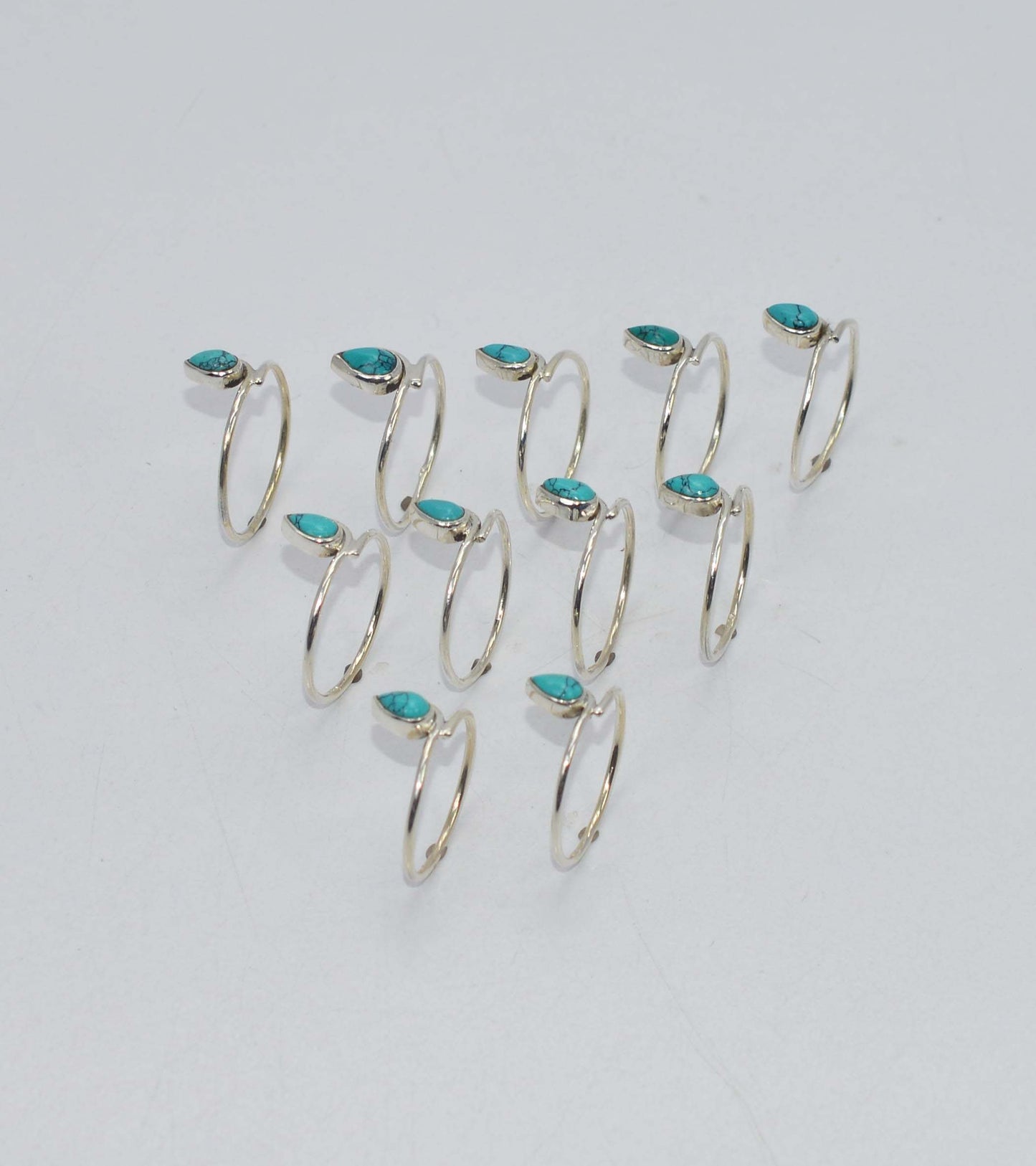 WHOLESALE 11PC 925 SOLID STERLING SILVER BLUE TURQUOISE RING LOT