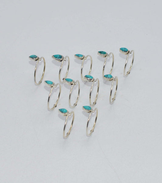 WHOLESALE 11PC 925 SOLID STERLING SILVER BLUE TURQUOISE RING LOT
