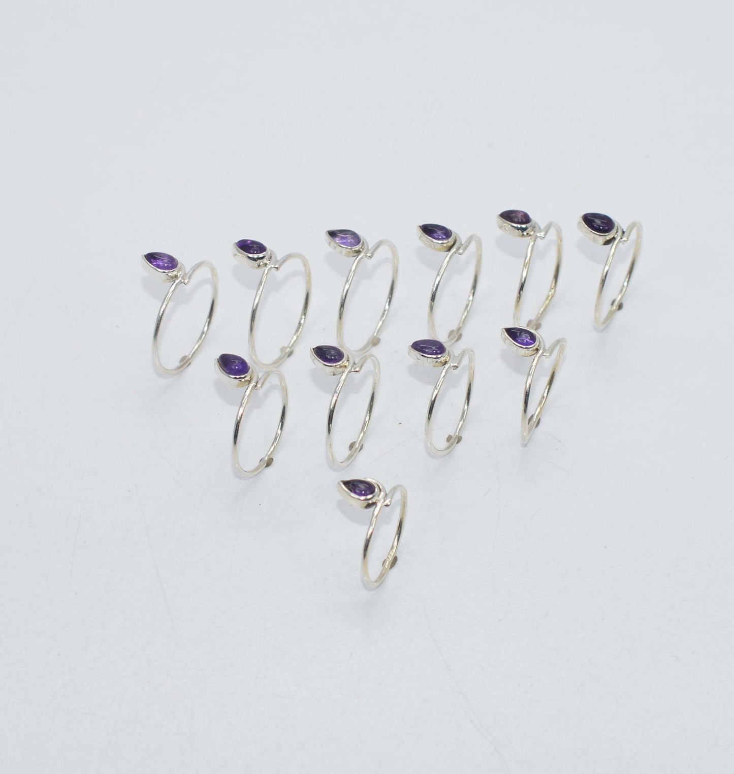 WHOLESALE 11PC 925 SOLID STERLING SILVER PURPLE AMETHYST RING LOT
