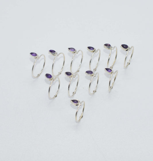 WHOLESALE 11PC 925 SOLID STERLING SILVER PURPLE AMETHYST RING LOT