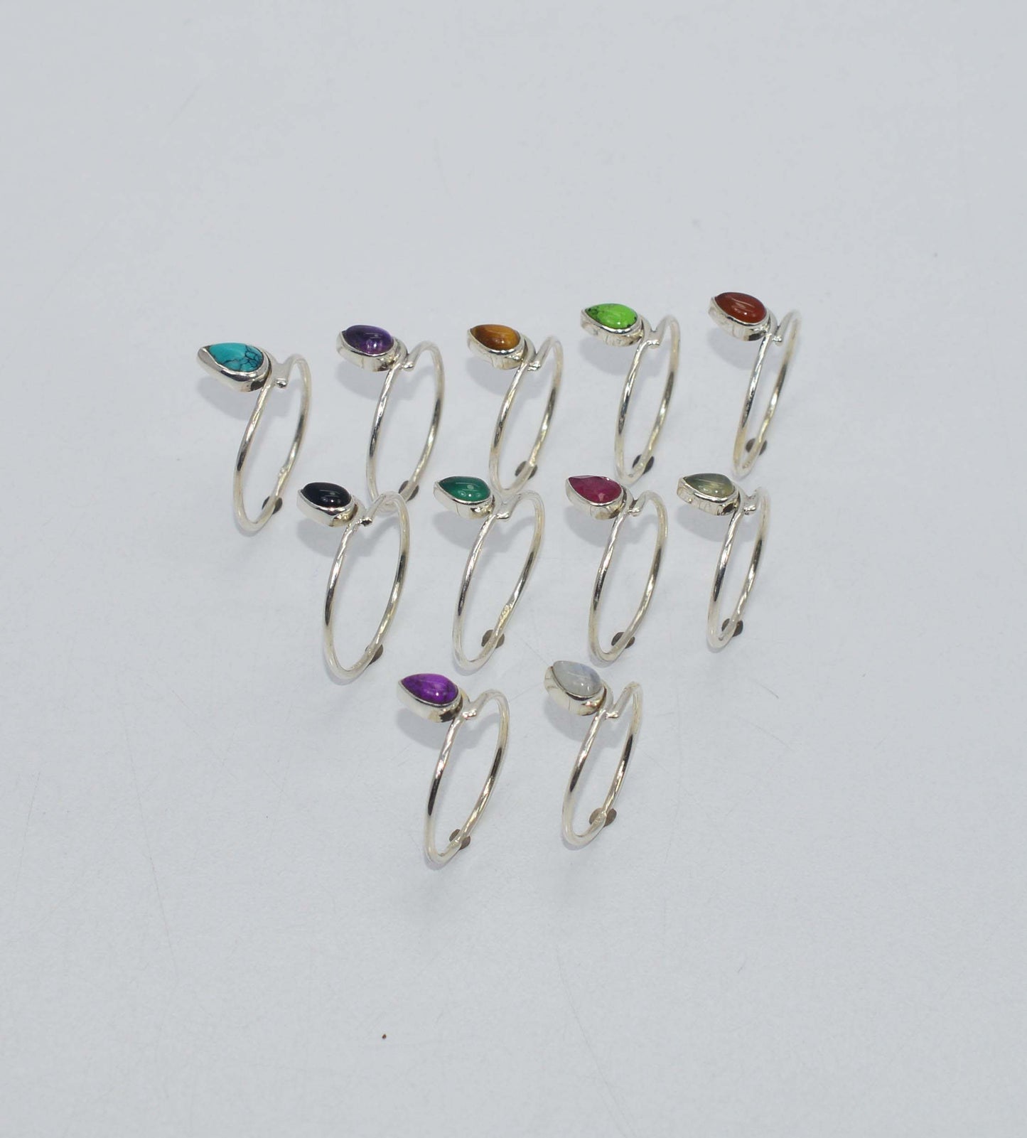 WHOLESALE 11PC 925 SOLID STERLING SILVER PURPLE AMETHYST MIX STONE RING LOT