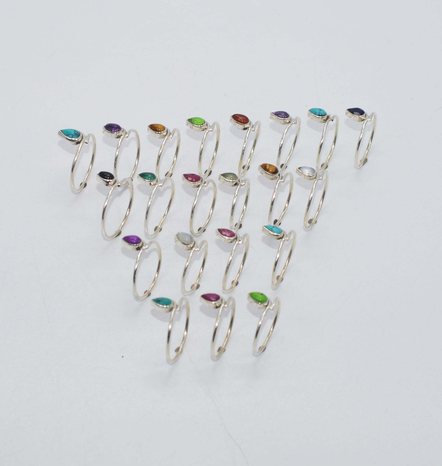 WHOLESALE 21PC 925 SOLID STERLING SILVER PURPLE AMETHYST MIX STONE RING LOT