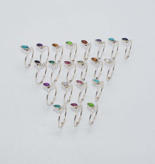 WHOLESALE 21PC 925 SOLID STERLING SILVER PURPLE AMETHYST MIX STONE RING LOT