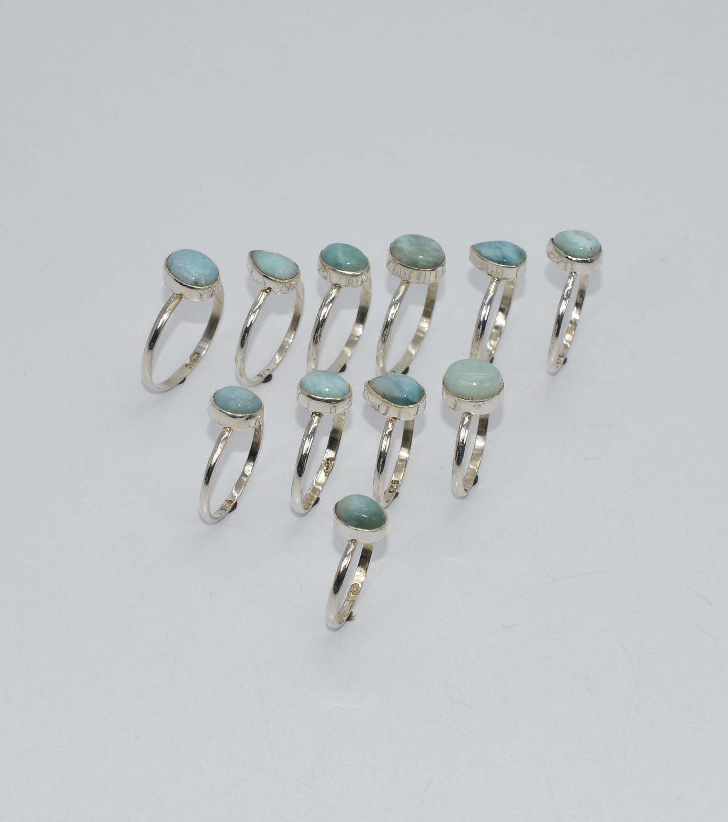 WHOLESALE 11PC 925 SOLID STERLING SILVER BLUE LARIMAR RING LOT
