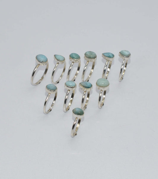 WHOLESALE 11PC 925 SOLID STERLING SILVER BLUE LARIMAR RING LOT