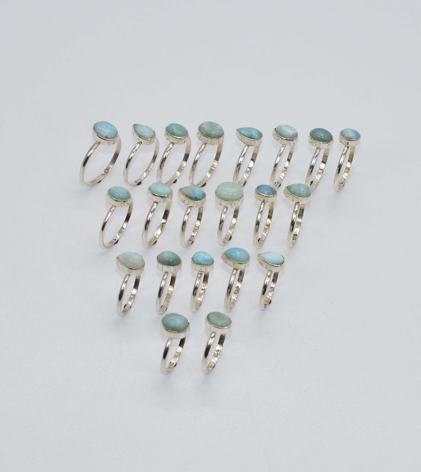 WHOLESALE 21PC 925 SOLID STERLING SILVER BLUE LARIMAR RING LOT