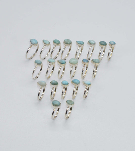 WHOLESALE 21PC 925 SOLID STERLING SILVER BLUE LARIMAR RING LOT