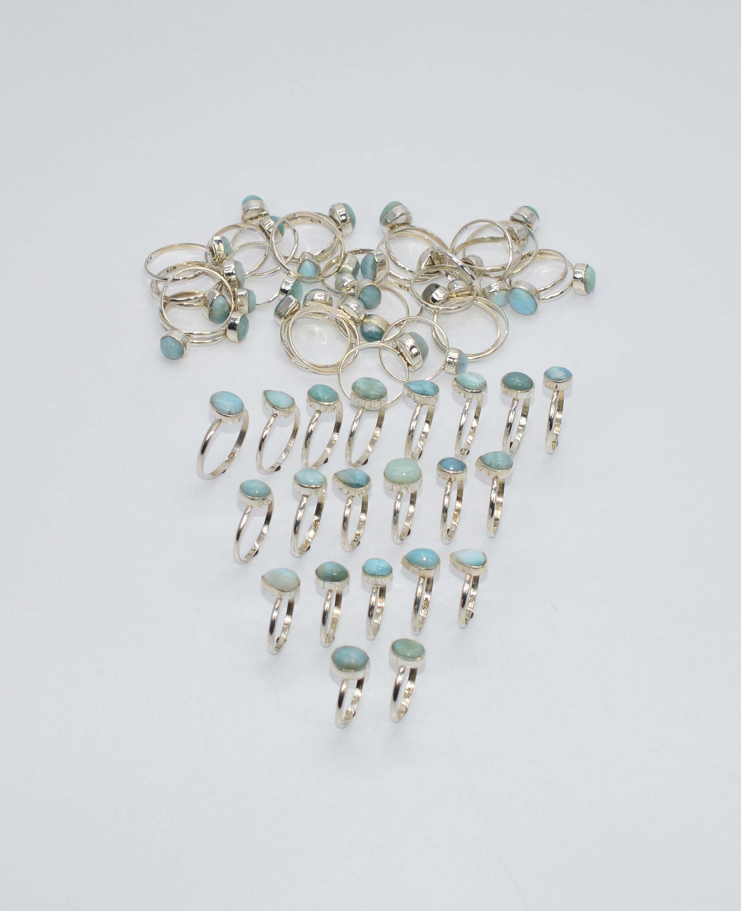 WHOLESALE 51PC 925 SOLID STERLING SILVER BLUE LARIMAR RING LOT