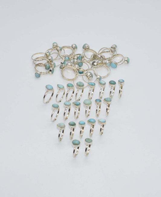 WHOLESALE 51PC 925 SOLID STERLING SILVER BLUE LARIMAR RING LOT