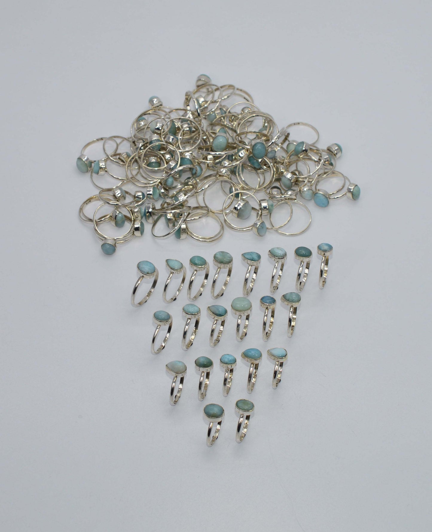 WHOLESALE 101PC 925 SOLID STERLING SILVER BLUE LARIMAR RING LOT