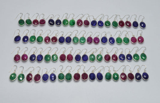 WHOLESALE 36PR 925 STERLING Simulated  EMERALD Ruby SAPPHIRE EARRING LOT