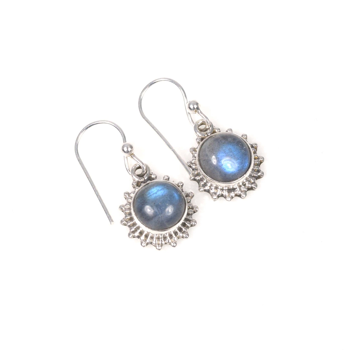 925 Solid Sterling Silver Sun Style Hook Earring - 3.5 Grams