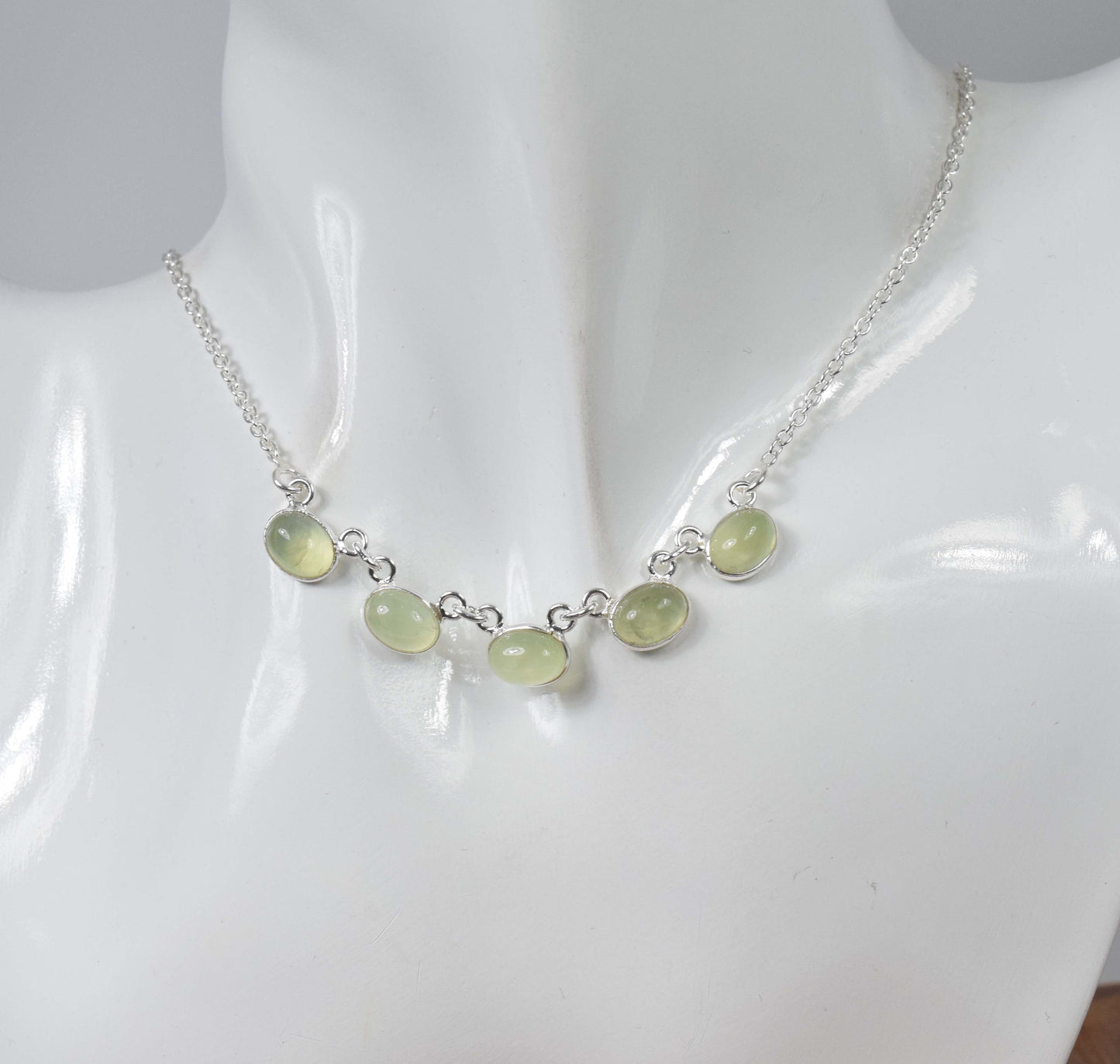 925 Solid Sterling Silver Five Stone Necklace - 6.5 Grams