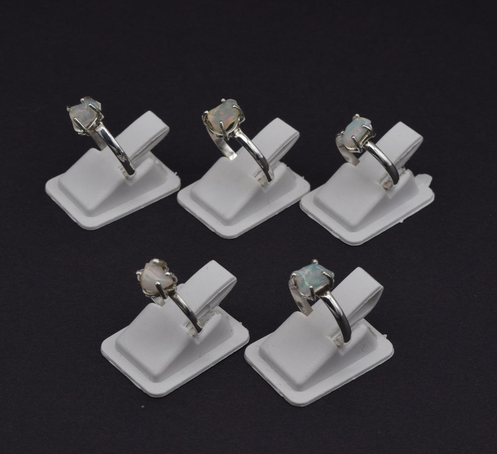 Wholesale 5PC 925 Solid Sterling Silver Rough Ethiopian Opal Ring Lot
