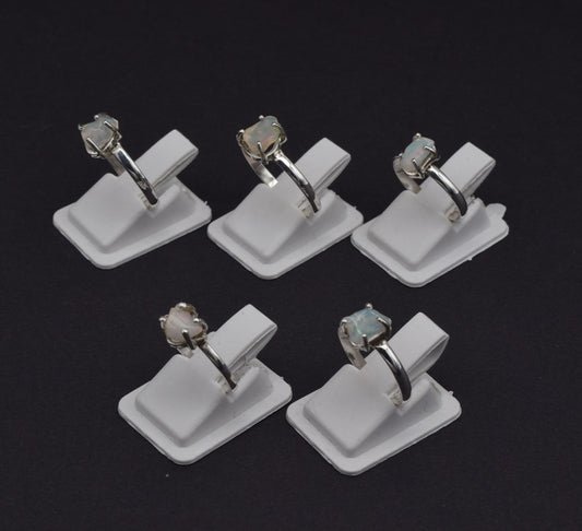 Wholesale 5PC 925 Solid Sterling Silver Rough Ethiopian Opal Ring Lot