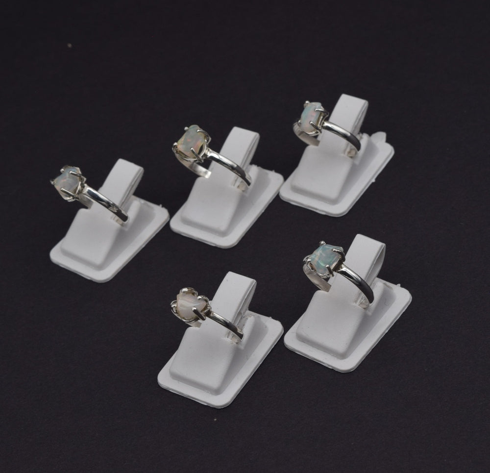 Wholesale 5PC 925 Solid Sterling Silver Rough Ethiopian Opal Ring Lot