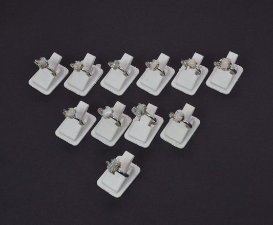 Wholesale 11PC 925 Solid Sterling Silver Rough Ethiopian Opal Ring Lot