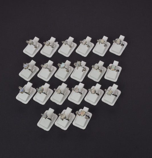 Wholesale 21PC 925 Solid Sterling Silver Rough Ethiopian Opal Ring Lot