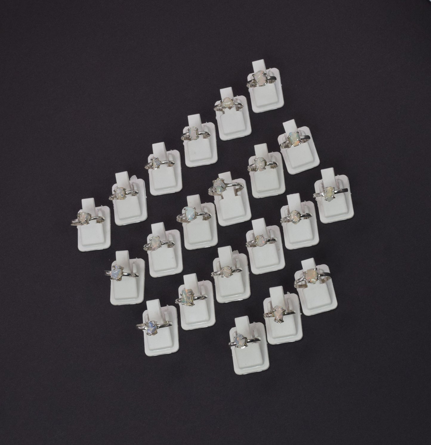 Wholesale 21PC 925 Solid Sterling Silver Rough Ethiopian Opal Ring Lot