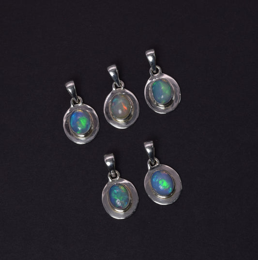 Wholesale 5PC 925 Solid Sterling Silver Ethiopian Opal Pendant Lot
