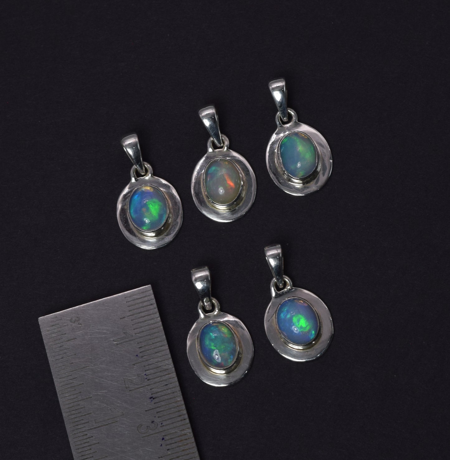 Wholesale 5PC 925 Solid Sterling Silver Ethiopian Opal Pendant Lot